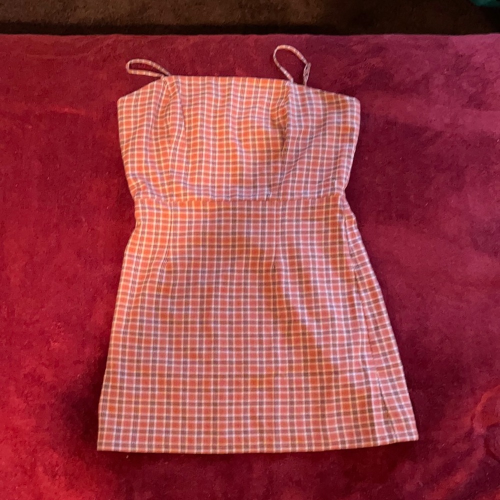 A Red plaid printed dress
